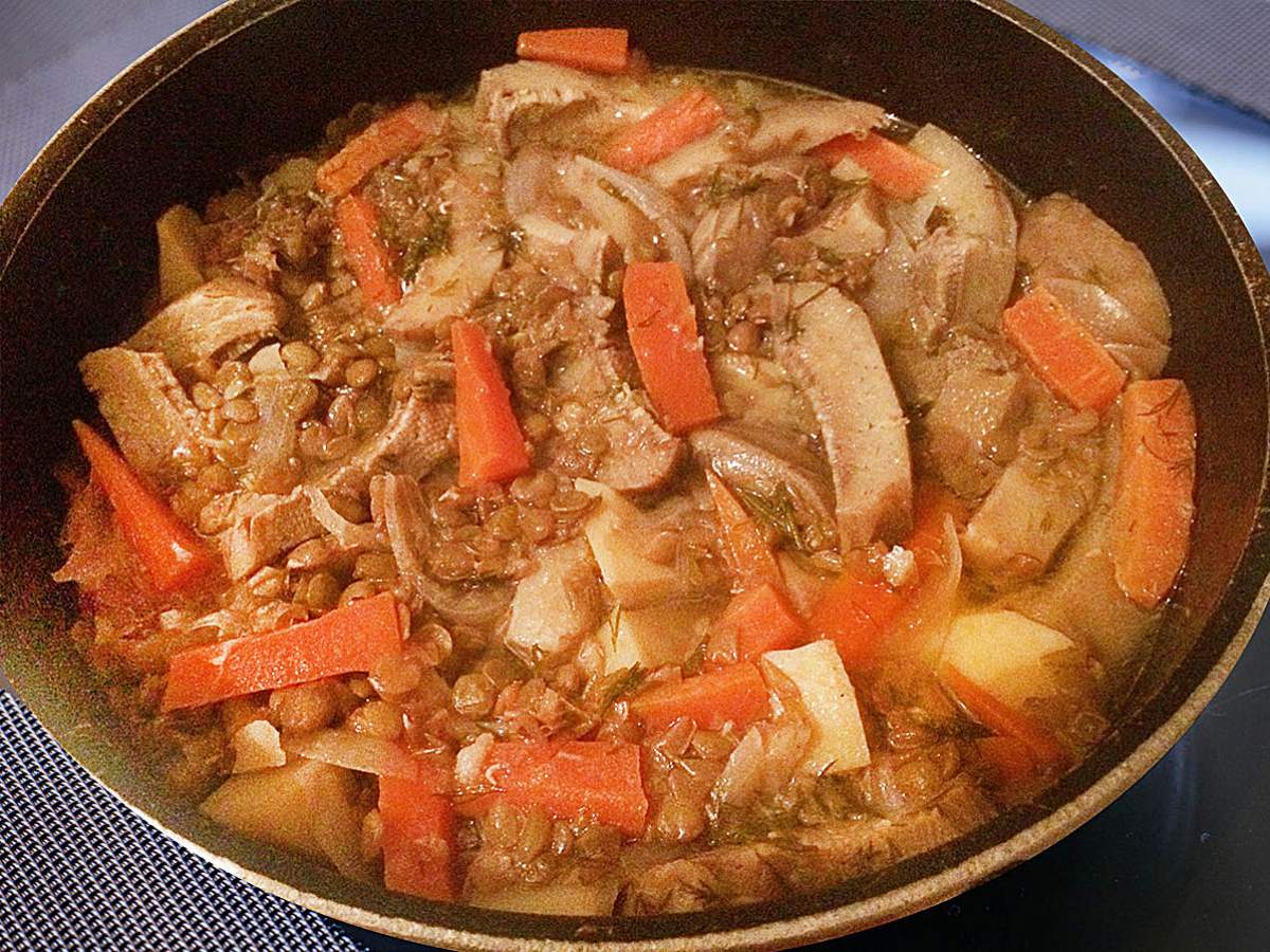 Yeşil Mercimekli Enginar Yemeği tarifi