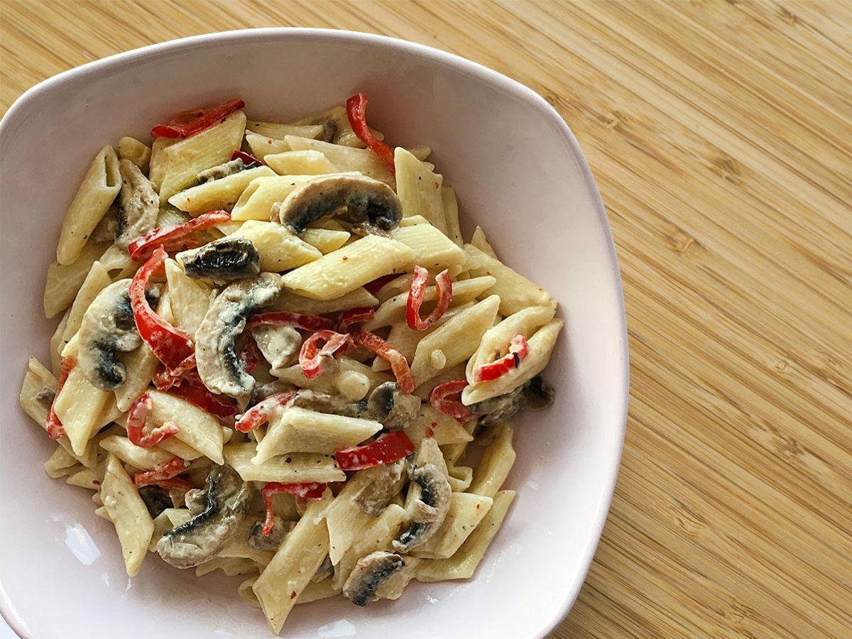 Red Pepper and Mushroom Penne recipe photo