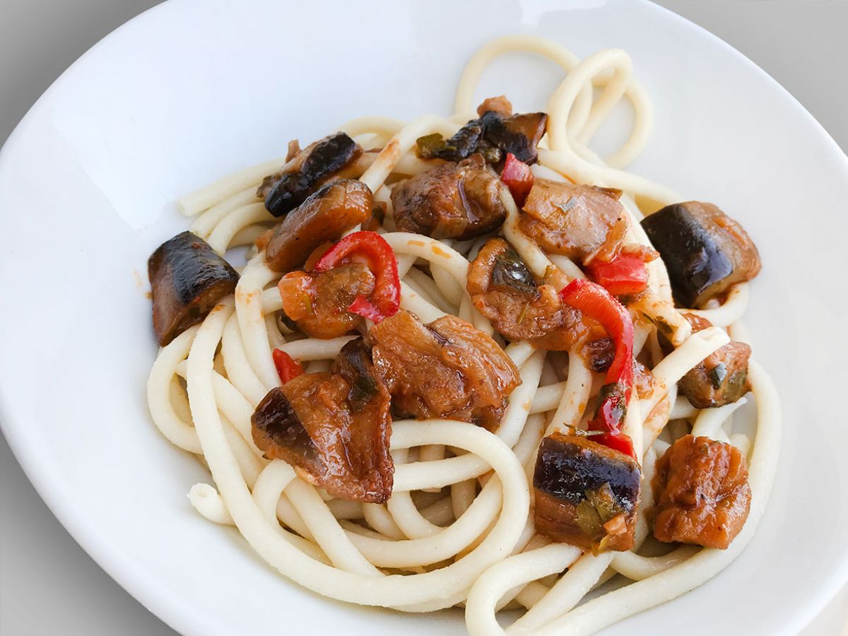 Patlıcanlı Spagetti tarifi görseli