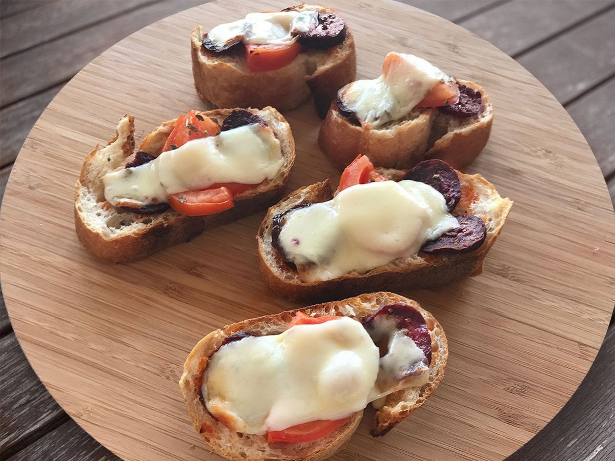 Bruschetta with Sucuk (Turkish Spiced Beef Sausage) recipe photo