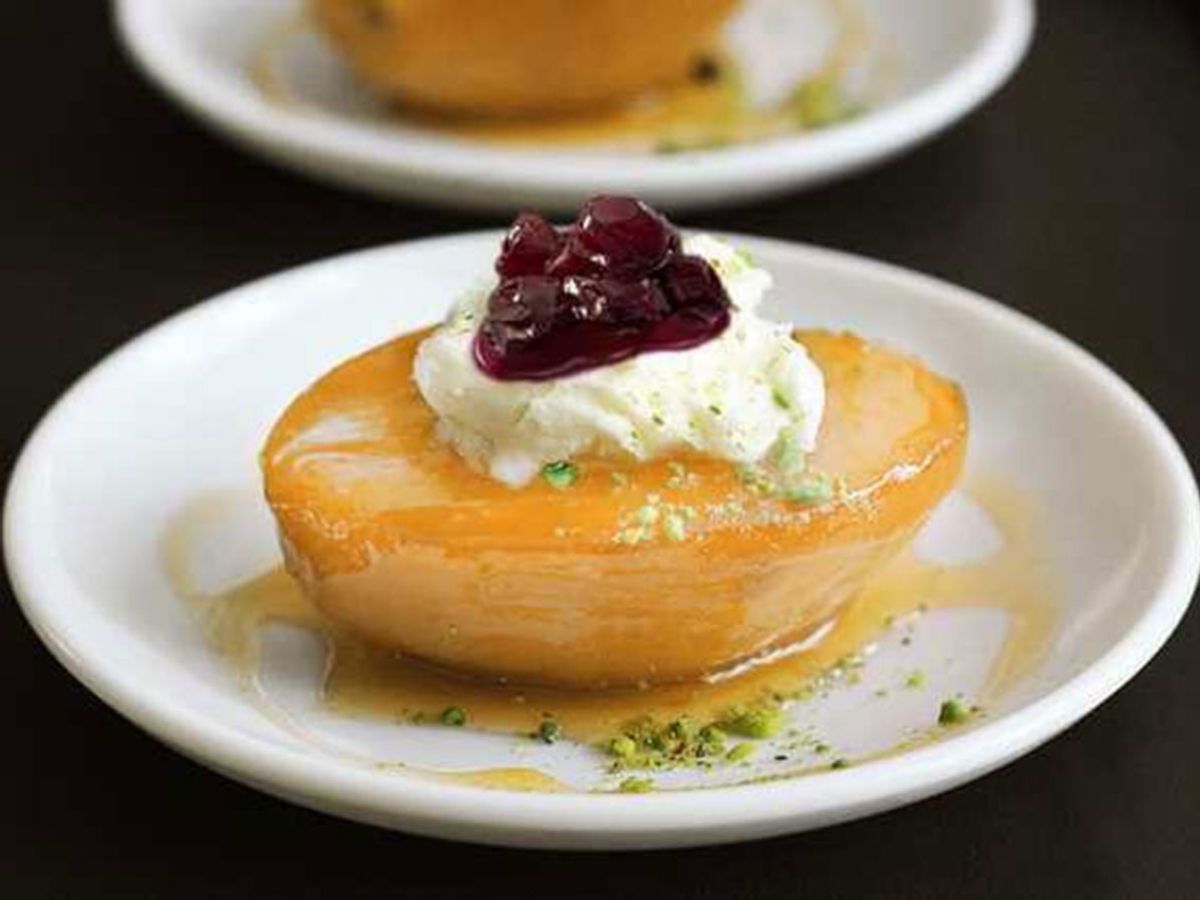 Apple Dessert with Sour Cherry Jam recipe photo