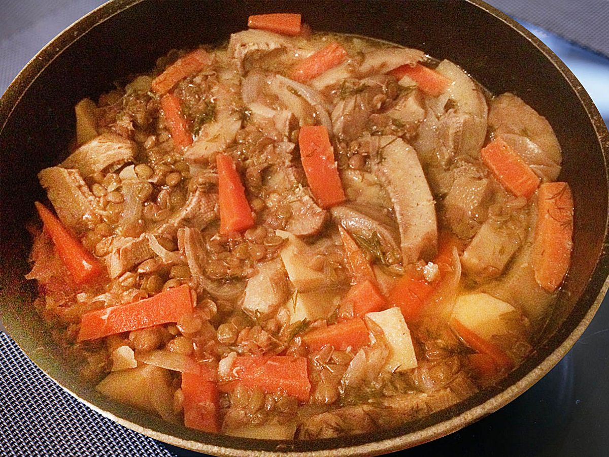 Yeşil Mercimekli Enginar Yemeği tarifi görseli